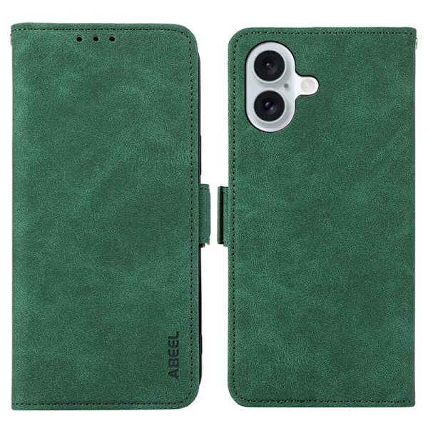 ABEEL iPhone 16 Plånboksfodral Konstläder RFID-Skydd Kortfickor Grön