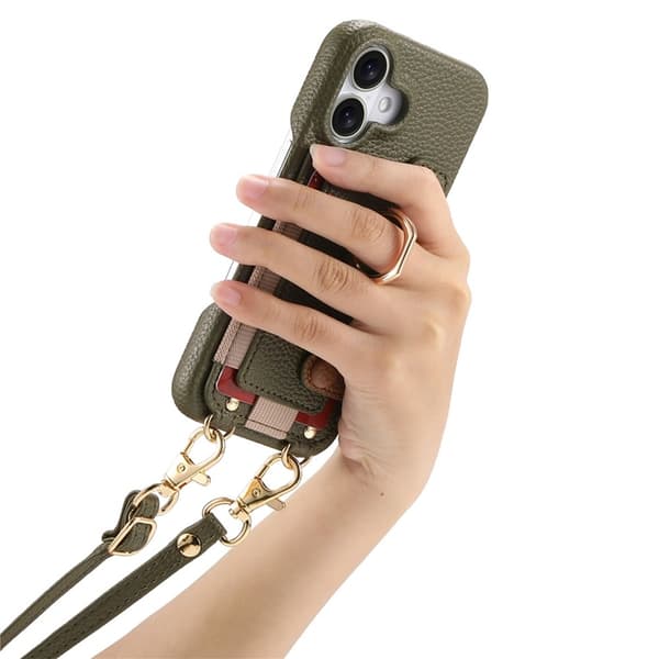 Mobilskal till iPhone 16 med Korthållare Ring Kickstand - Grön Grön