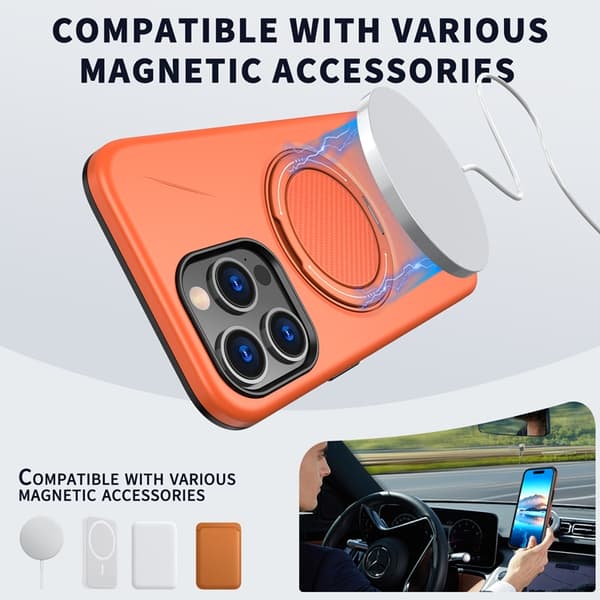 Mobilskal till iPhone 14 Pro MagSafe Rotating Kickstand TPU + PC Orange
