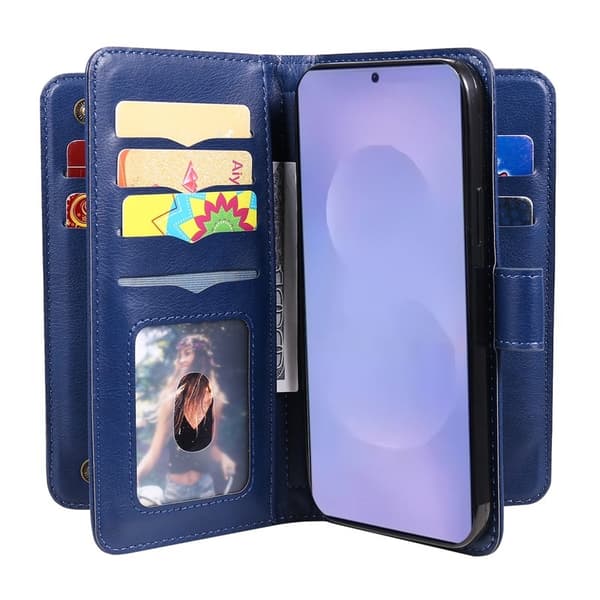 Samsung Galaxy S26 / S26 Pro Ställ Plånboksfodral Konstläder - Blå