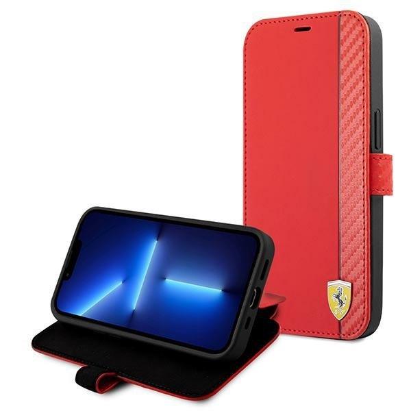 Ferrari On Track Carbon Stripe -kotelo iPhone 13 Mini - punainen Red