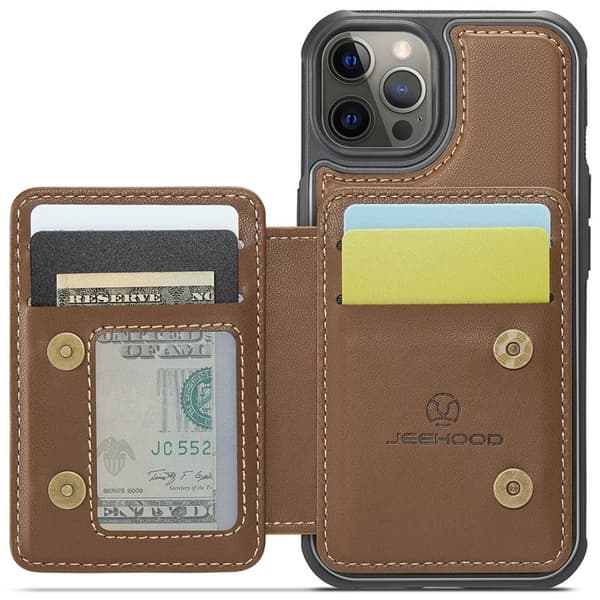 JEEHOOD J05 Mobilskal till iPhone 12 Pro Max Läder MobilBrun