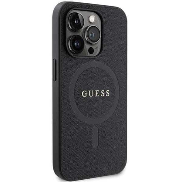 Guess iPhone 15 Pro Mobilskal Magsafe Saffiano - Sort Black