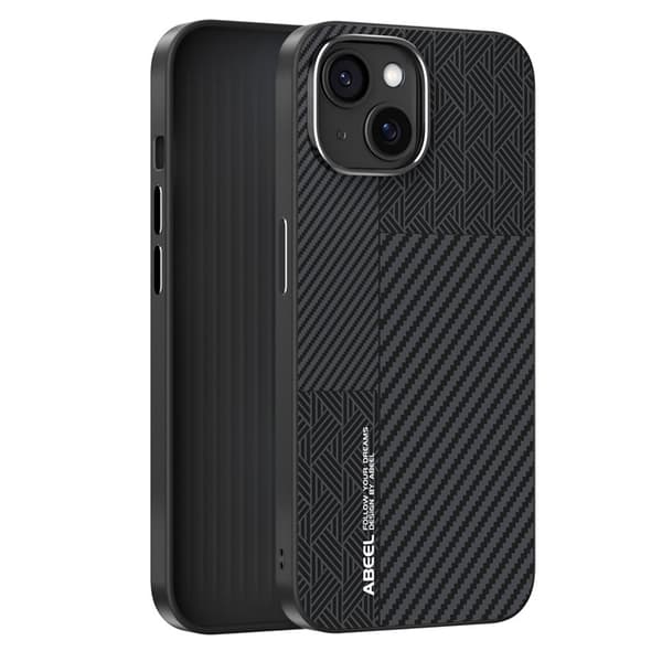 ABEEL Mobilskal till iPhone 14 PC TPU Aluminium PU Läder MagSafe - Textur 1