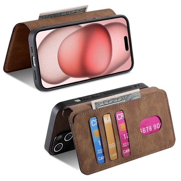 CASENEO iPhone 15 Plus Plånboksfodral Konstläder - Brun