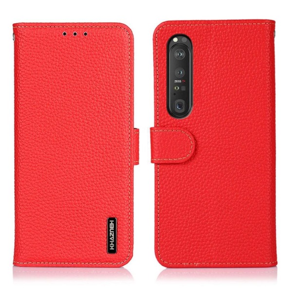 Khazneh aito nahkakotelo Sony Xperia 1 III -puhelimelle - punainen Red
