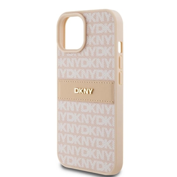 DKNY iPhone 15 Pro Max Mobilskal Läder Mono Stripe & Metal Logo