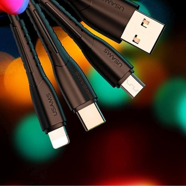 USAMS C41 Biloplader Udtrækkeligt Kabel 30W 1xUSB-C - Sort