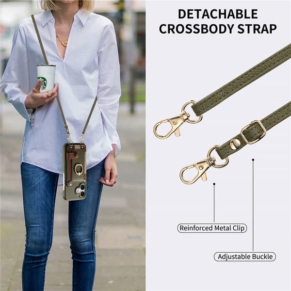 Mobilskal till iPhone 17 med Korthållare Ring Kickstand - Khaki Beige