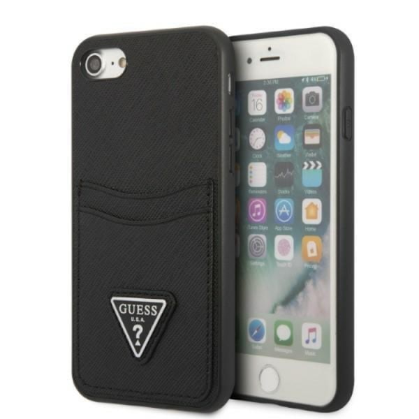 Guess iPhone 7/8/SE (2020/2022) Mobilskal Saffiano Triangle Svart