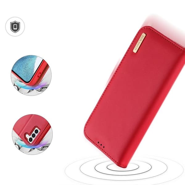 Dux Ducis Galaxy S23 Plus Pungetui Ægte Læder RFID Hivo - Röd