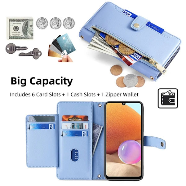 Galaxy A32 4G Plånboksfodral med Handledsrem Blå