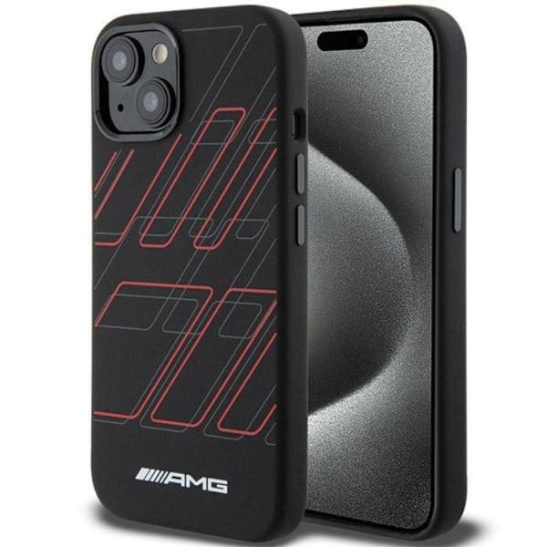 AMG iPhone 15/14 Plus Mobilskal MagSafe Silikon Large Rhombuses Svart