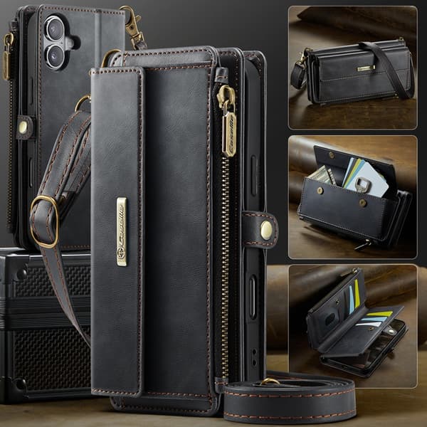 CASEME iPhone 17 Plånboksfodral Zipper RFID C39 Svart