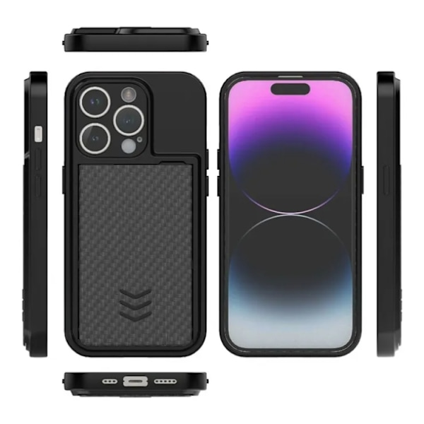iPhone 14 Pro Max Mobilskal Korthållare - Svart Svart