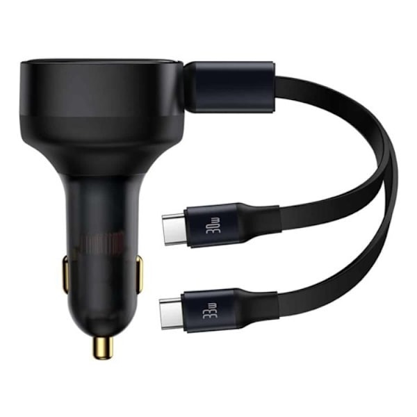 Baseus Billaddare 2x USB-C - Svart Svart