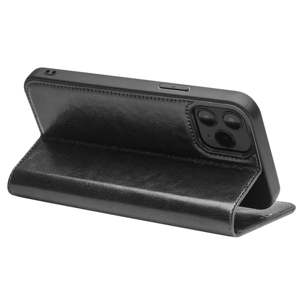 QIALINO iPhone 12 Pro Max Plånboksfodral Äkta Läder Shockproof - Svart Svart