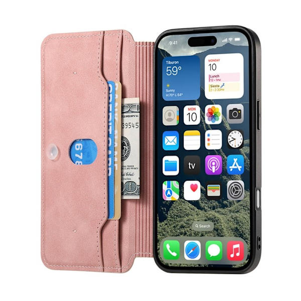 CASENEO iPhone 16 Pro Max Plånboksfodral Konstläder - Rosa