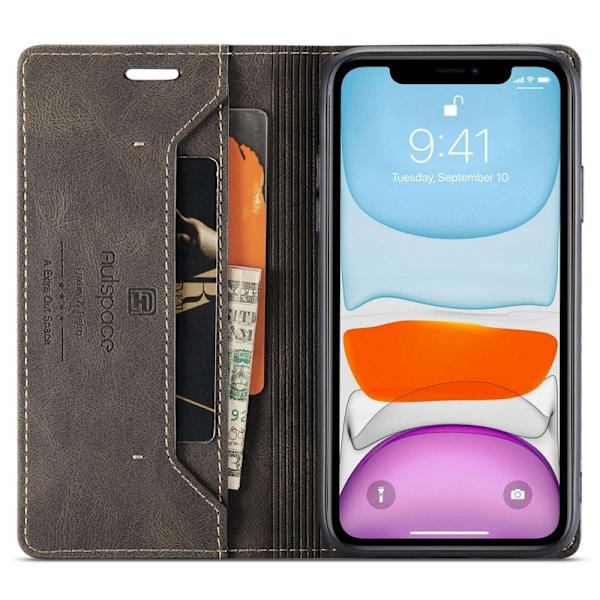 AUTSPACE A01 iPhone 11 Pro Plånboksfodral Konstläder - Brun