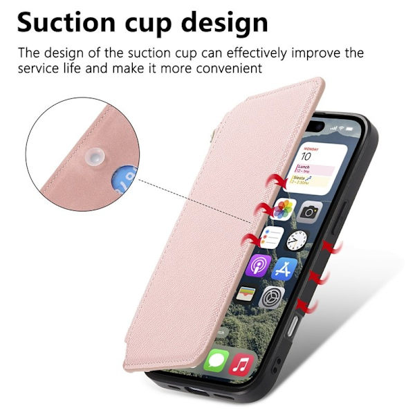 CASENEO iPhone 16 Pro Max Plånboksfodral Konstläder - Rosa