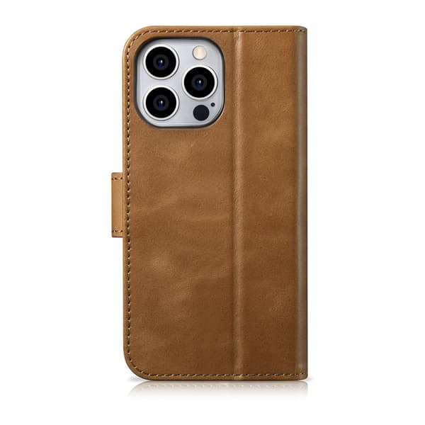 iCarer iPhone 14 Pro Plånboksfodral 2in1 Äkta Läder Anti-RFID - Brun Brun
