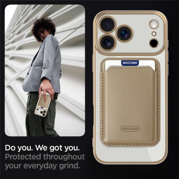 Mobilskal till iPhone 17 Pro Max MagSafe Korthållare TPU + PC - Guld Guld