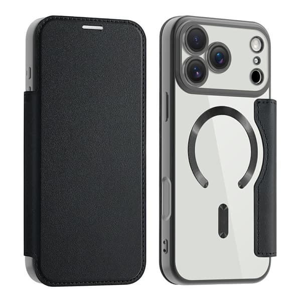 AMORUS iPhone 17 Pro Plånboksfodral MagSafe RFID-Skydd Svart