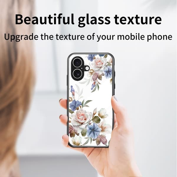 Mobilskal till iPhone 17 Floral Pattern TPU + Härdat Glas - Svart Svart