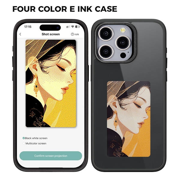 Mobilskal till iPhone 15 Pro Max E Ink 4-Color Display Customized - Grå Grå