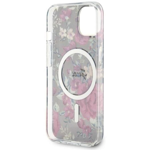 Guess iPhone 14 Plus -mobiilikotelo MagSafe Flower - vihreä/khaki