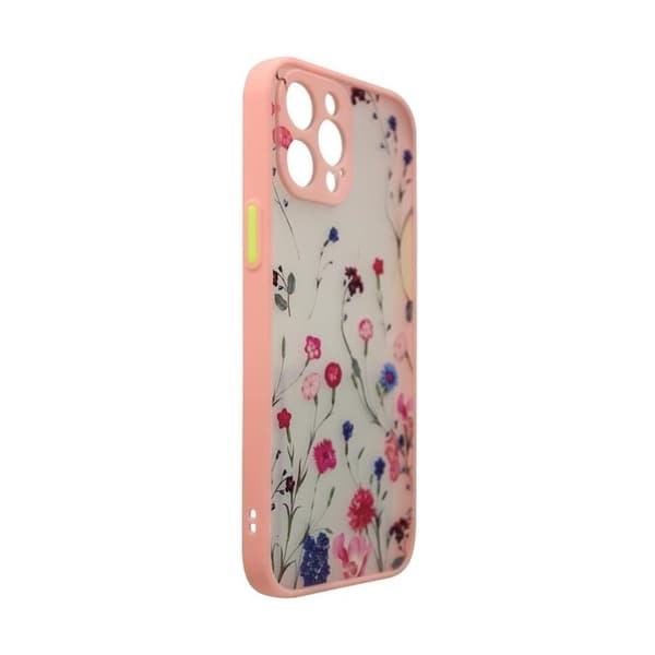 iPhone 12 Pro Max -kotelo, kukkakuvio - vaaleanpunainen Rosa