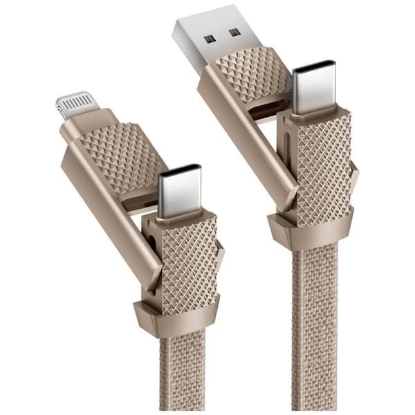 Bazic USB-C/USB-A till USB-C/Lightning 60W Kabel 15cm 3A Alucable GoCharge Guld