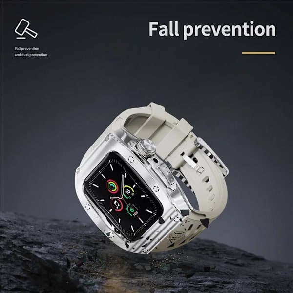 SHELLBOX Apple Watch 44mm Armband Silikon Metal - Vit Vit