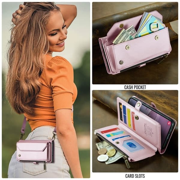 CASEME Plånboksfodral Konstläder för Samsung Galaxy S25 FE - Rosa