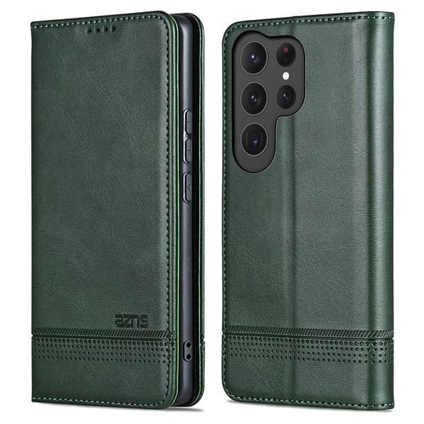 AZNS Samsung Galaxy S25 Ultra Plånboksfodral Konstläder - Grön