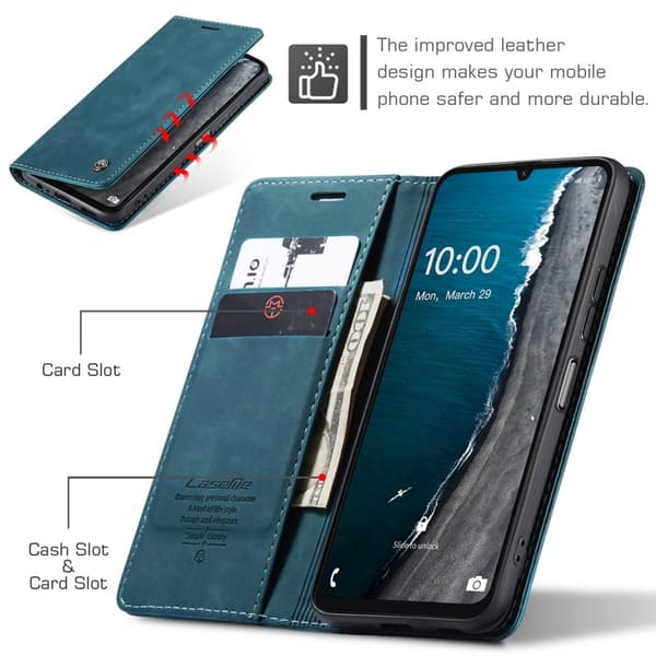 CASEME 013 Series Konstläder Plånboksfodral för Samsung Galaxy A06 4G - Blå