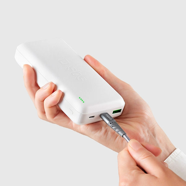 SBS Powerbank 20000mAh Med MicroUSB - USB-C - USB-A - Vit Vit