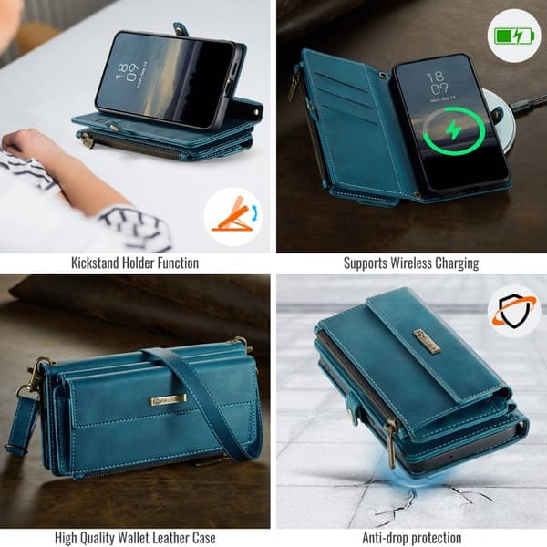 CASEME Konstläder Plånboksfodral för Samsung Galaxy S23 FE med RFID-Skydd - Grön
