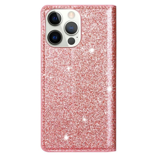 Glitrende Wallet Case iPhone 13 Pro Max - Rose Gold