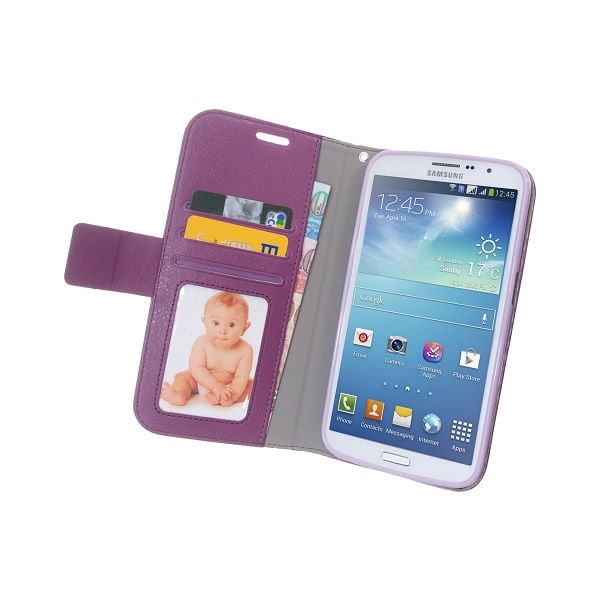 Embossed Plånboksfodral till Samsung Galaxy Mega 5.8 i9150 (Lila)