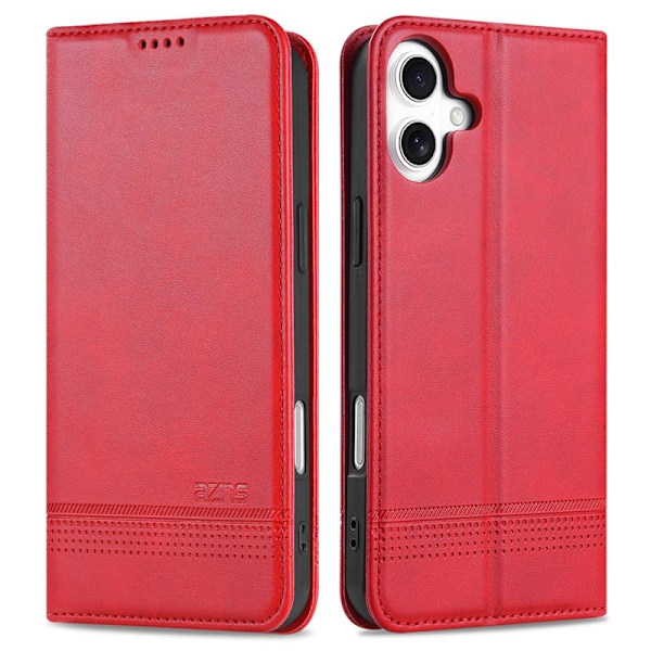 AZNS iPhone 16 Plånboksfodral Konstläder - Röd