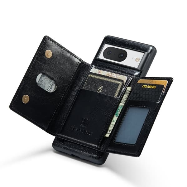 DG.MING M3 Series Plånboksfodral för Google Pixel 8 Svart Glitter Konstläder
