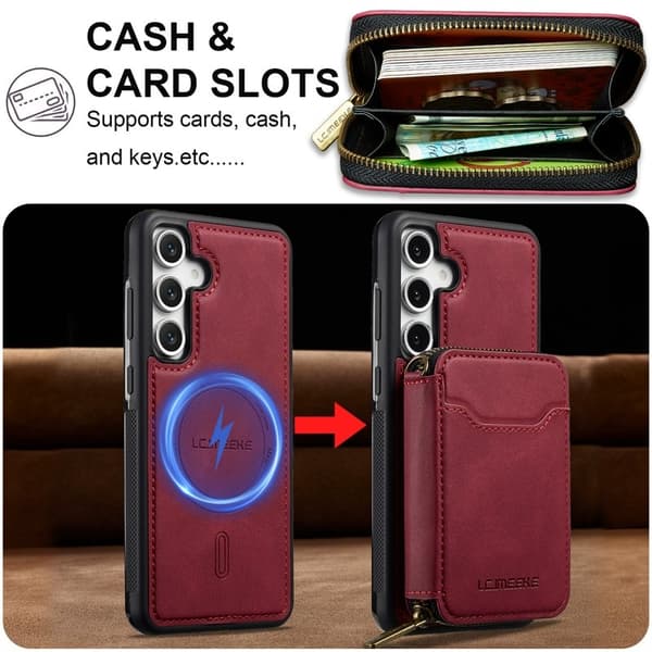 LC.IMEEKE L6 för Samsung Galaxy A15 Konstläder Plånboksfodral - Röd