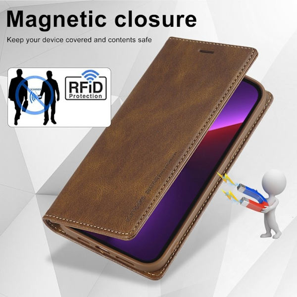 LC.IMEEKE iPhone 13 Pro Plånboksfodral Flip Konstläder - Brun