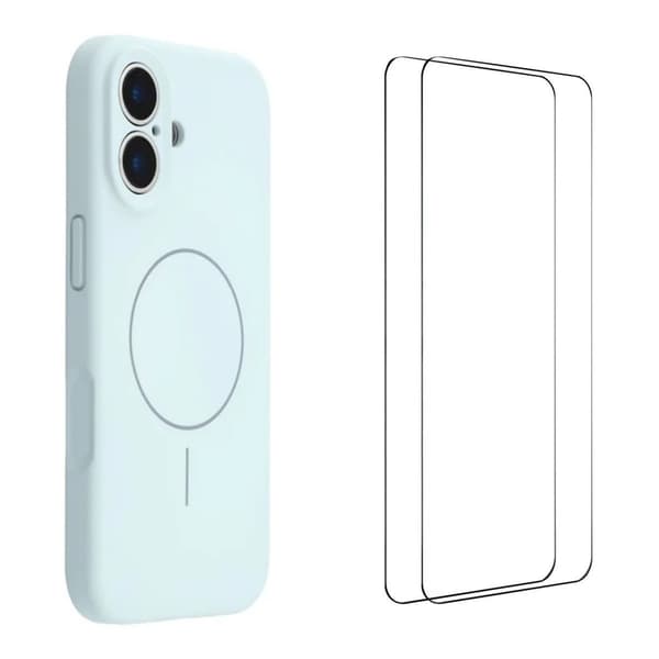 WANLONFENG Mobilskal till iPhone 17 MagSafe Med 2Pcs Härdat Glas XQ1 Blå