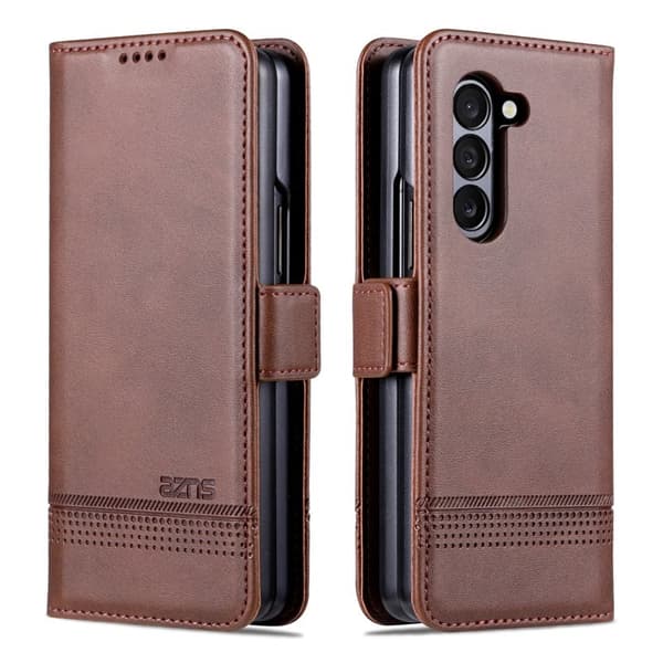 AZNS Samsung Galaxy Z Fold5 Plånboksfodral Konstläder - Brun