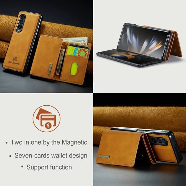 DG.MING Konstläder Plånboksfodral för Samsung Galaxy Z Fold4 5G - Brun