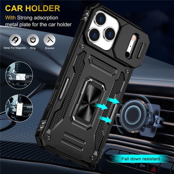 Mobilskal till iPhone 17 Pro Max Kickstand Lens Lid - Svart Svart