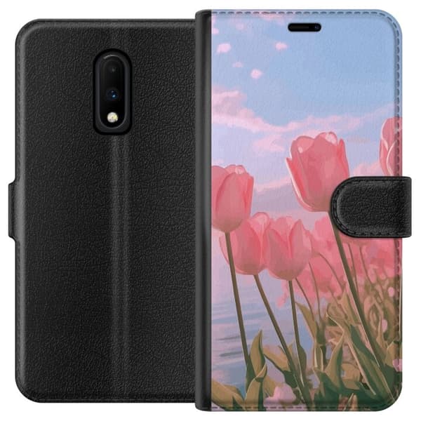 Plånboksfodral till OnePlus 7 med Rosa Tulpaner