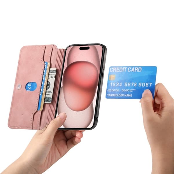 CASENEO iPhone 16e Plånboksfodral Konstläder - Detachable - Rosa